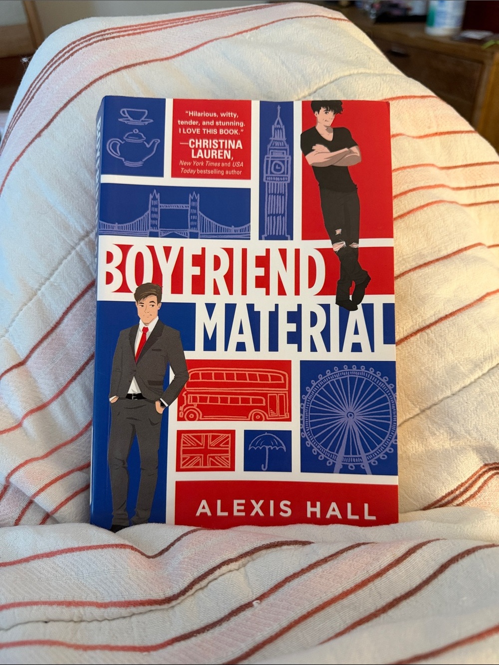 Boyfriend Material by Alexis Hall - Red, Blue, White Cover